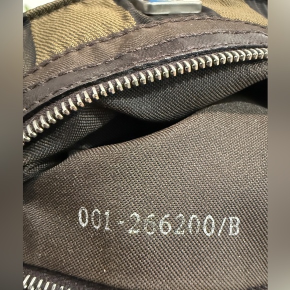 Authentic FENDI Pequin Crossbody Messenger Bag Brown Striped Canvas Vintage - Picture 10 of 13